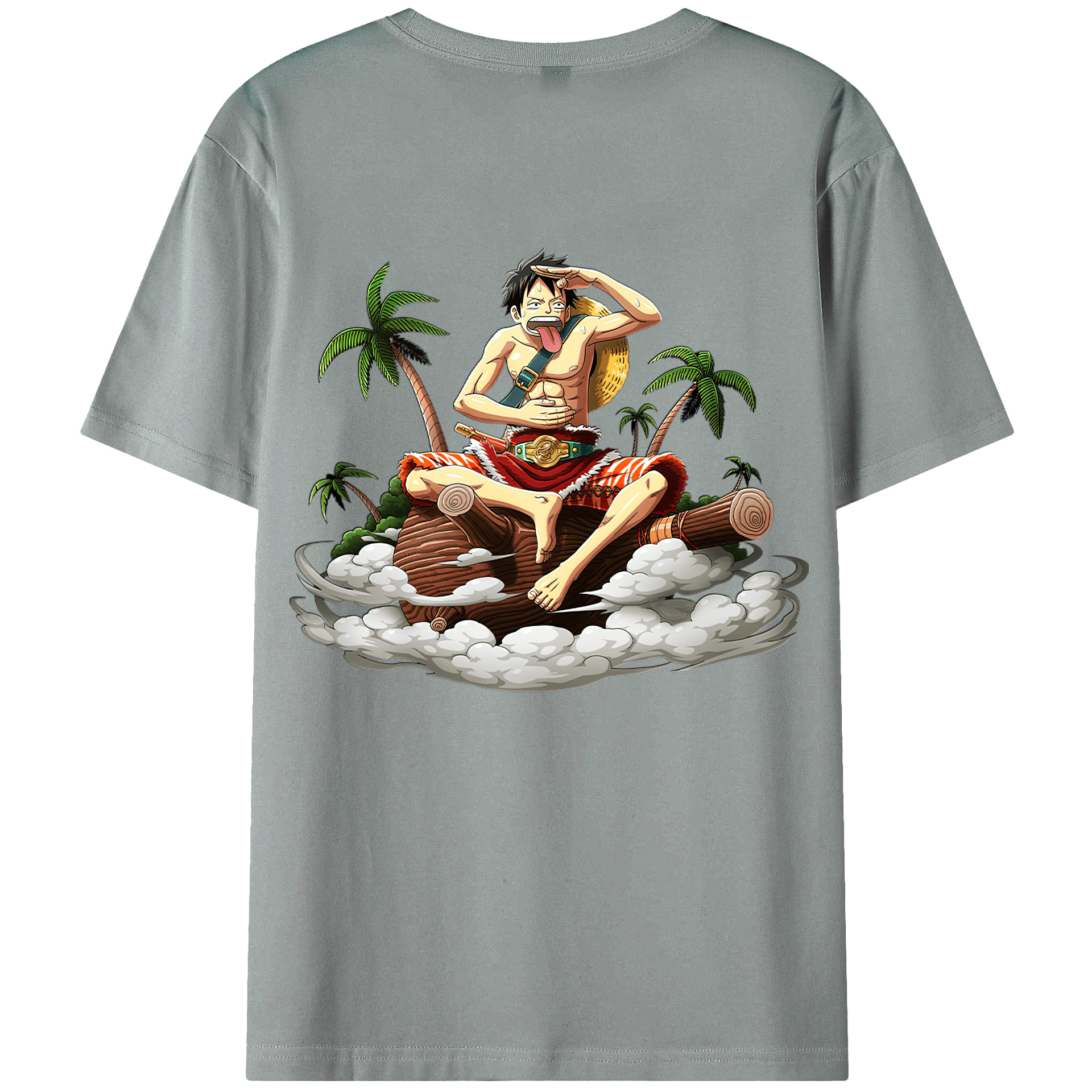 ワンピース モンキー・D・ルフィ ONE PIECE Monkey D. Luffy 綿100％ メンズ半袖Tシャツ（バックプリント） 通気性